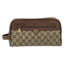 GUCCI GG Supreme Clutch Bag PVC Leather Beige Gold 014 58 6086 Auth bs31128-2