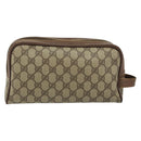 GUCCI GG Supreme Clutch Bag PVC Leather Beige Gold 014 58 6086 Auth bs31128-3