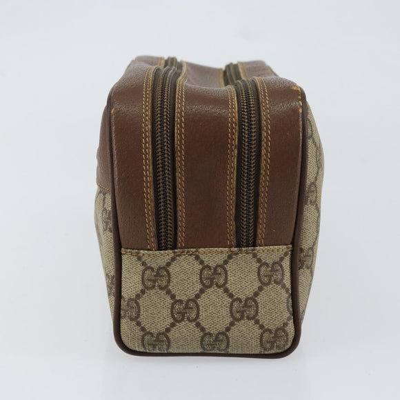 GUCCI GG Supreme Clutch Bag PVC Leather Beige Gold 014 58 6086 Auth bs31128