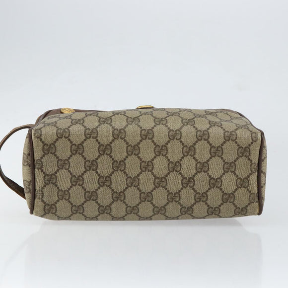 GUCCI GG Supreme Clutch Bag PVC Leather Beige Gold 014 58 6086 Auth bs31128