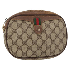 GUCCI GG Supreme Web Sherry Line Bag PVC Beige 007 58 6112 4023 Auth bs31129