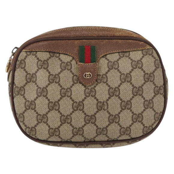 GUCCI GG Supreme Web Sherry Line Bag PVC Beige 007 58 6112 4023 Auth bs31129