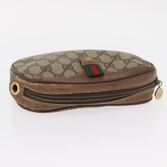 GUCCI GG Supreme Web Sherry Line Bag PVC Beige 007 58 6112 4023 Auth bs31129