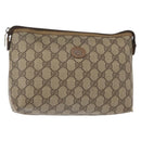 GUCCI GG Supreme Pouch PVC Leather Beige Gold 89 01 045 Auth bs31130-1