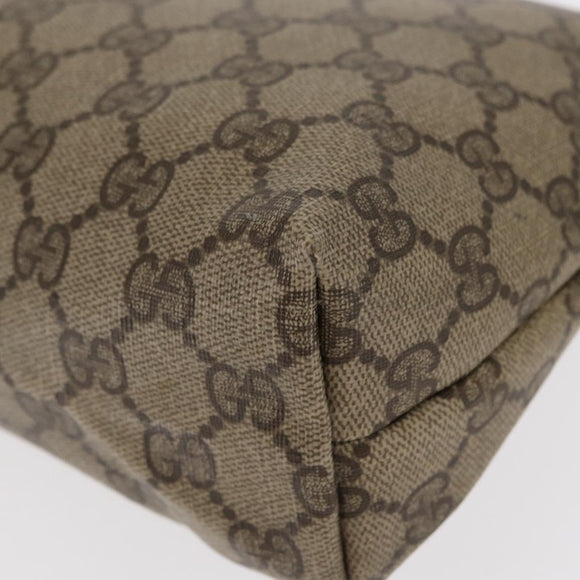 GUCCI GG Supreme Pouch PVC Leather Beige Gold 89 01 045 Auth bs31130