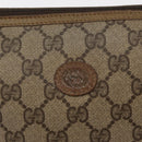 GUCCI GG Supreme Pouch PVC Leather Beige Gold 89 01 045 Auth bs31130-17