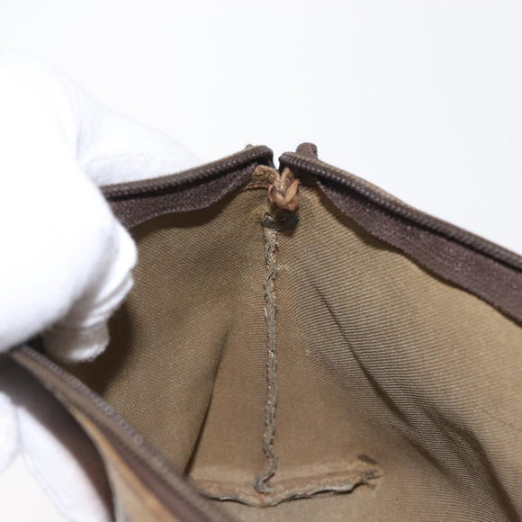 GUCCI GG Supreme Pouch PVC Leather Beige Gold 89 01 045 Auth bs31130