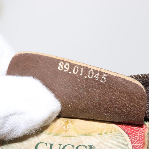 GUCCI GG Supreme Pouch PVC Leather Beige Gold 89 01 045 Auth bs31130