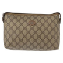 GUCCI GG Supreme Pouch PVC Leather Beige Gold 89 01 045 Auth bs31130-13
