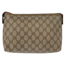 GUCCI GG Supreme Pouch PVC Leather Beige Gold 89 01 045 Auth bs31130-2