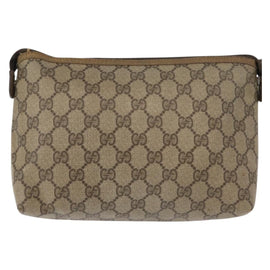 GUCCI GG Supreme Pouch PVC Leather Beige Gold 89 01 045 Auth bs31130 - 0