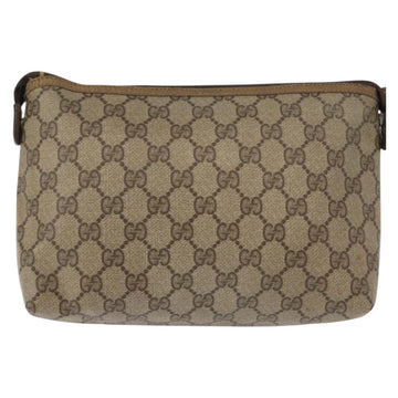 GUCCI GG Supreme Pouch PVC Leather Beige Gold 89 01 045 Auth bs31130 - 0