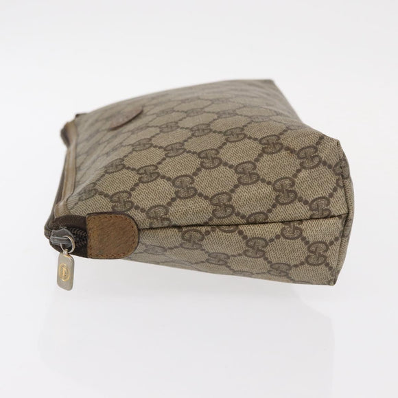 GUCCI GG Supreme Pouch PVC Leather Beige Gold 89 01 045 Auth bs31130