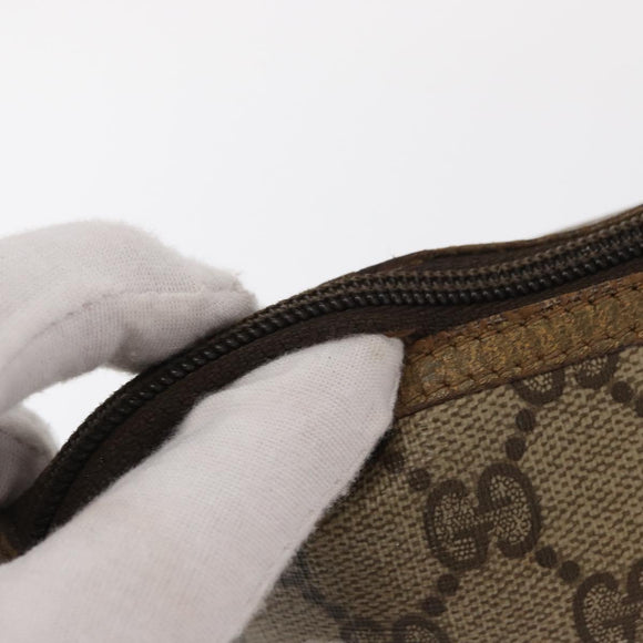 GUCCI GG Supreme Pouch PVC Leather Beige Gold 89 01 045 Auth bs31130