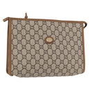 GUCCI GG Plus Supreme Clutch Bag PVC Beige Gold Auth bs31131-1