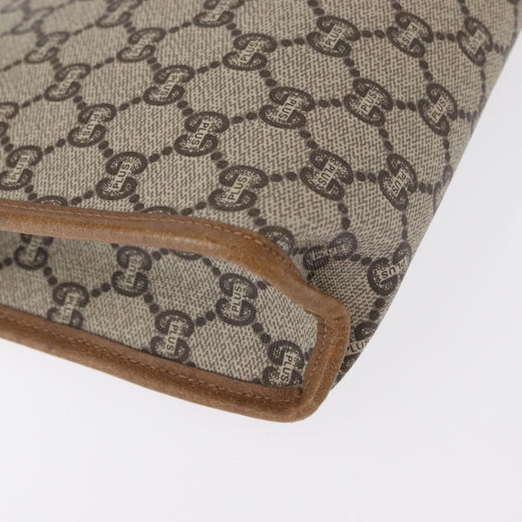 GUCCI GG Plus Supreme Clutch Bag PVC Beige Gold Auth bs31131