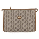 GUCCI GG Plus Supreme Clutch Bag PVC Beige Gold Auth bs31131-13