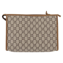 GUCCI GG Plus Supreme Clutch Bag PVC Beige Gold Auth bs31131 - 0