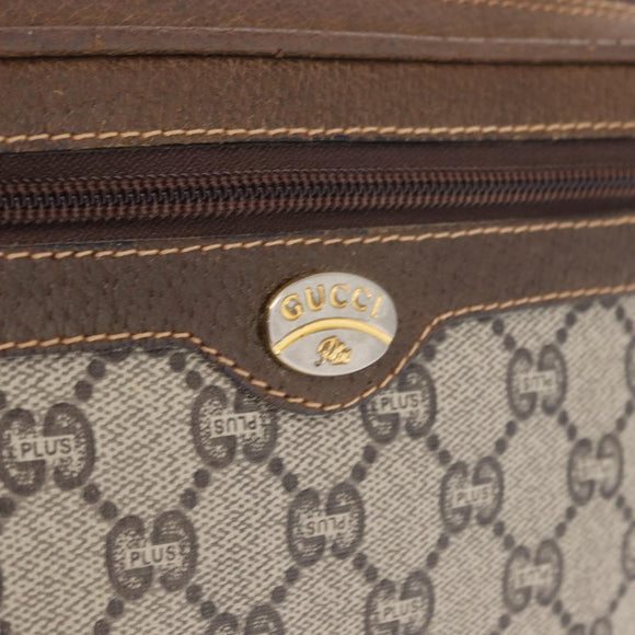 GUCCI GG Plus Supreme Clutch Bag PVC Beige Gold Auth bs31132