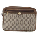 GUCCI GG Plus Supreme Clutch Bag PVC Beige Gold Auth bs31132-2
