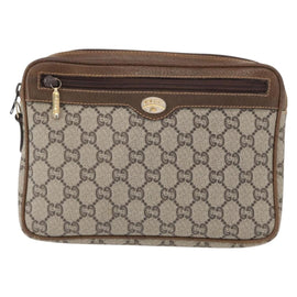 GUCCI GG Plus Supreme Clutch Bag PVC Beige Gold Auth bs31132 - 0