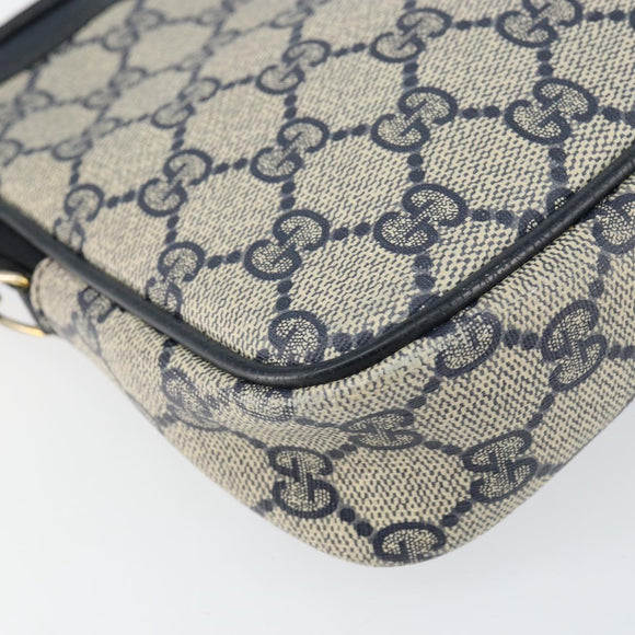 GUCCI GG Supreme Shoulder Bag PVC Navy Gold 97 02 068 Auth bs31133