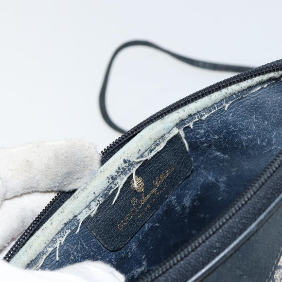GUCCI GG Supreme Shoulder Bag PVC Navy Gold 97 02 068 Auth bs31133