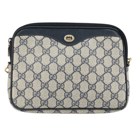 GUCCI GG Supreme Shoulder Bag PVC Navy Gold 97 02 068 Auth bs31133 - 0