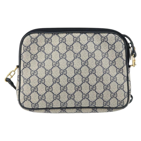 GUCCI GG Supreme Shoulder Bag PVC Navy Gold 97 02 068 Auth bs31133