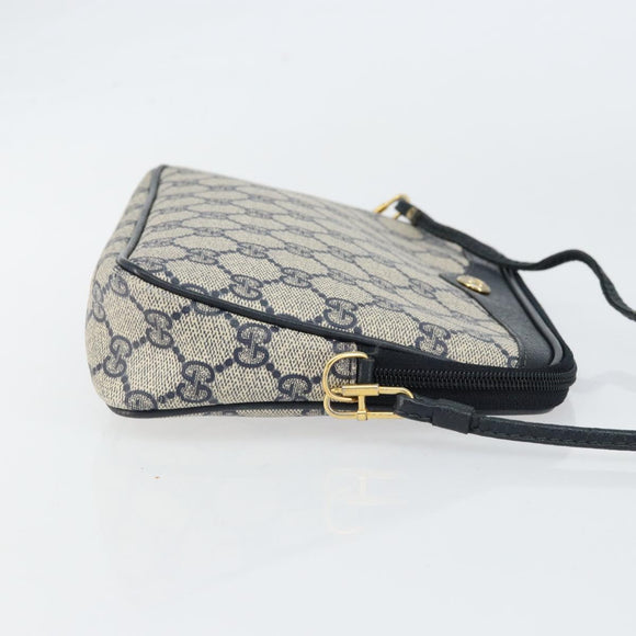 GUCCI GG Supreme Shoulder Bag PVC Navy Gold 97 02 068 Auth bs31133