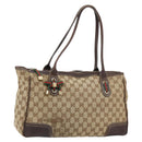 GUCCI GG Canvas Web Sherry Line Tote Bag Beige Gold 177052 Auth bs31134-1
