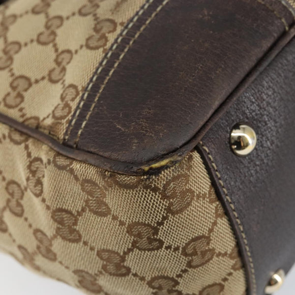 GUCCI GG Canvas Web Sherry Line Tote Bag Beige Gold 177052 Auth bs31134