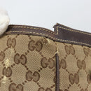 GUCCI GG Canvas Web Sherry Line Tote Bag Beige Gold 177052 Auth bs31134-10