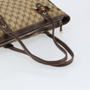 GUCCI GG Canvas Web Sherry Line Tote Bag Beige Gold 177052 Auth bs31134-7