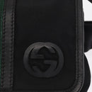 GUCCI Web Sherry Line Shoulder Bag Nylon Black Green 181064 Auth bs31135-14