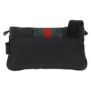 GUCCI Web Sherry Line Shoulder Bag Nylon Black Green 181064 Auth bs31135-3