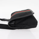 GUCCI Web Sherry Line Shoulder Bag Nylon Black Green 181064 Auth bs31135-5