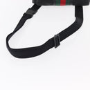 GUCCI Web Sherry Line Shoulder Bag Nylon Black Green 181064 Auth bs31135-7