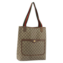 GUCCI GG Supreme Web Sherry Line Tote Bag PVC Beige Gold 39 02 003 Auth bs31137