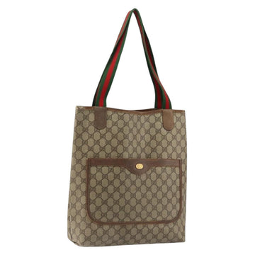 GUCCI GG Supreme Web Sherry Line Tote Bag PVC Beige Gold 39 02 003 Auth bs31137