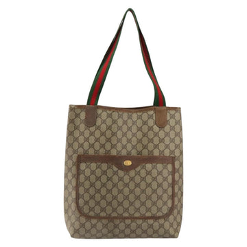 GUCCI GG Supreme Web Sherry Line Tote Bag PVC Beige Gold 39 02 003 Auth bs31137 - 0