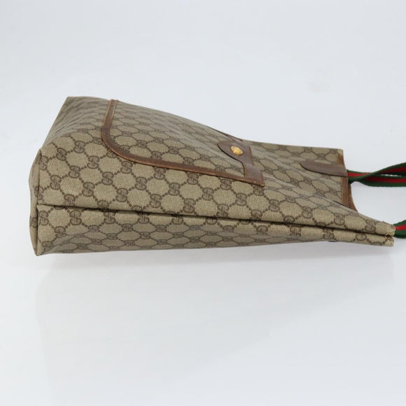 GUCCI GG Supreme Web Sherry Line Tote Bag PVC Beige Gold 39 02 003 Auth bs31137