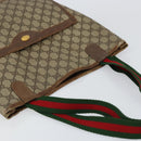 GUCCI GG Supreme Web Sherry Line Tote Bag PVC Beige Gold 39 02 003 Auth bs31137-6