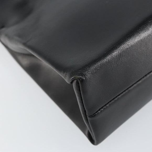 PRADA Hand Bag Leather Black Silver Auth bs31140