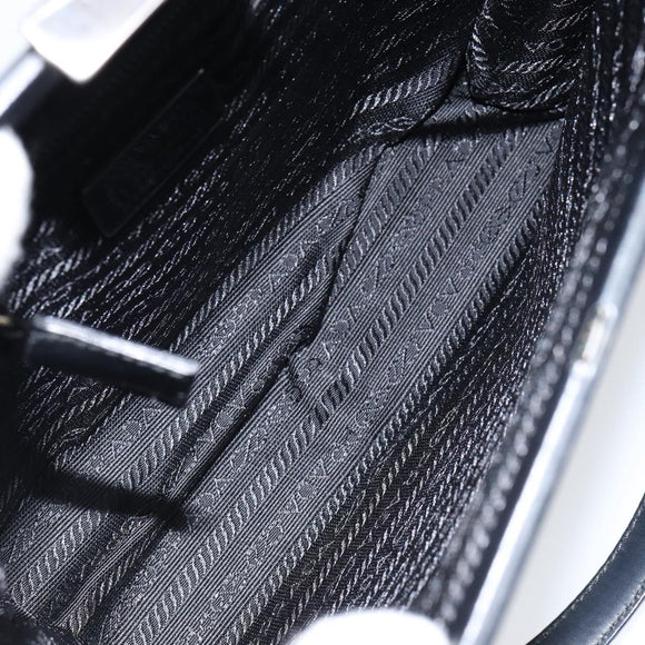 PRADA Hand Bag Leather Black Silver Auth bs31140