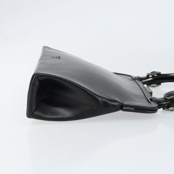 PRADA Hand Bag Leather Black Silver Auth bs31140