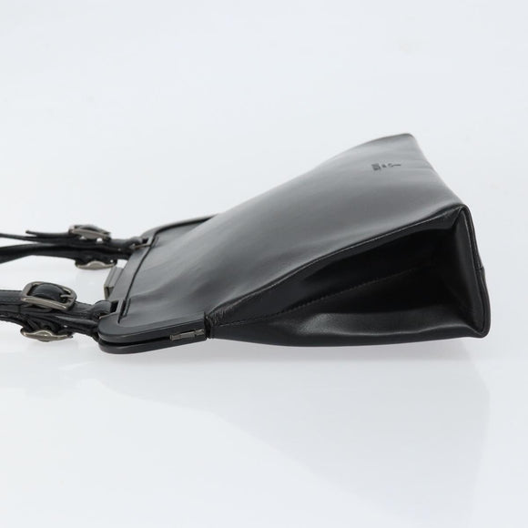 PRADA Hand Bag Leather Black Silver Auth bs31140