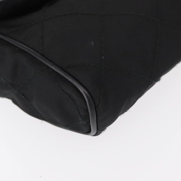 PRADA Chain Shoulder Bag Nylon Black Gold Auth bs31141