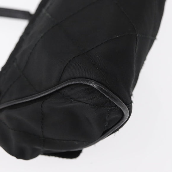 PRADA Chain Shoulder Bag Nylon Black Gold Auth bs31141