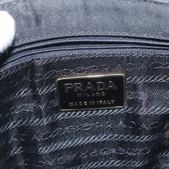 PRADA Chain Shoulder Bag Nylon Black Gold Auth bs31141